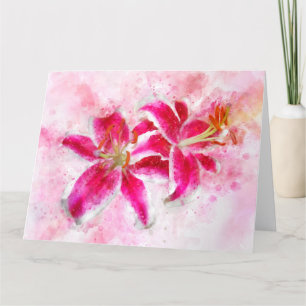 Stargazer Lily flower watercolor - wb 03 Thank You Card