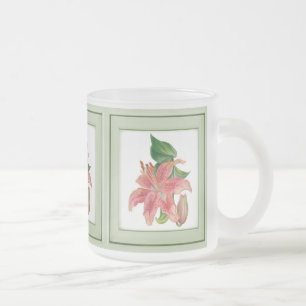 Stargazer Lily Frosted Glass Coffee Mug