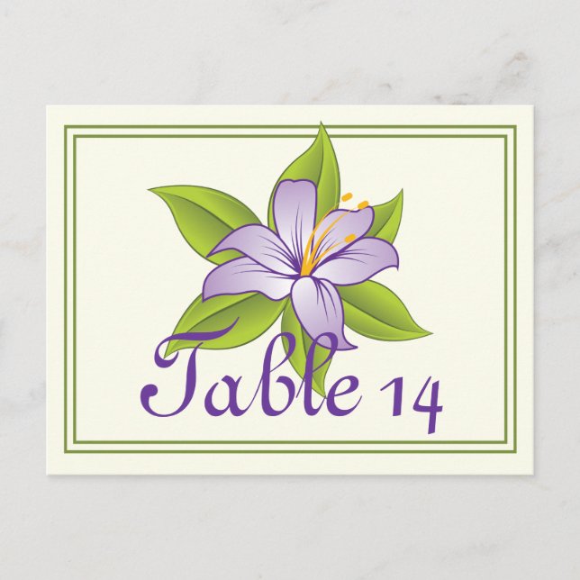 Stargazer lily lilac purple wedding table number postcard (Front)