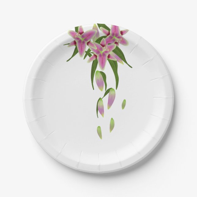 Stargazer Lily Paper Party Plates (Front)