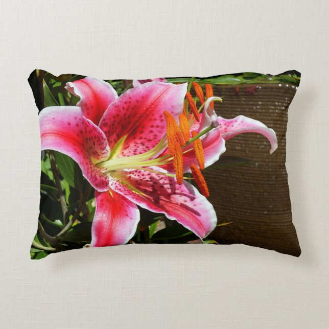 Stargazer Lily Photograph Decorative Cushion (Front)