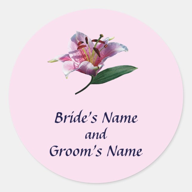 Stargazer Lily Profile Save the Date Classic Round Sticker (Front)