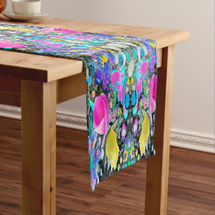 Stargazer Lily, Rose and Pink Hibiscus Collage Short Table Runner