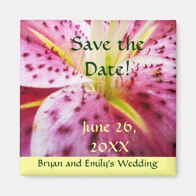 Stargazer Lily Save the Date Magnet (Front)