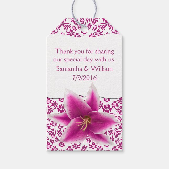 Stargazer Lily Wedding Favour Tags (Front)