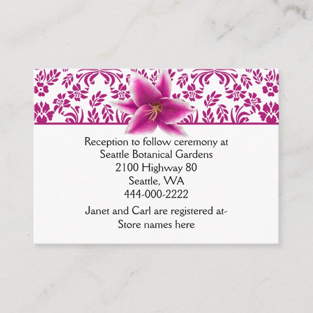 Stargazer Lily Wedding Information Card (Front)