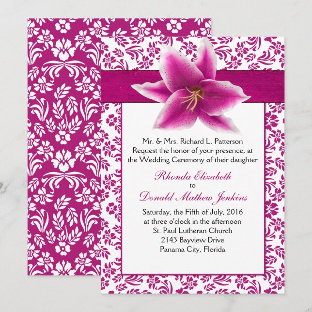 Stargazer Lily Wedding Invitation (Front/Back)