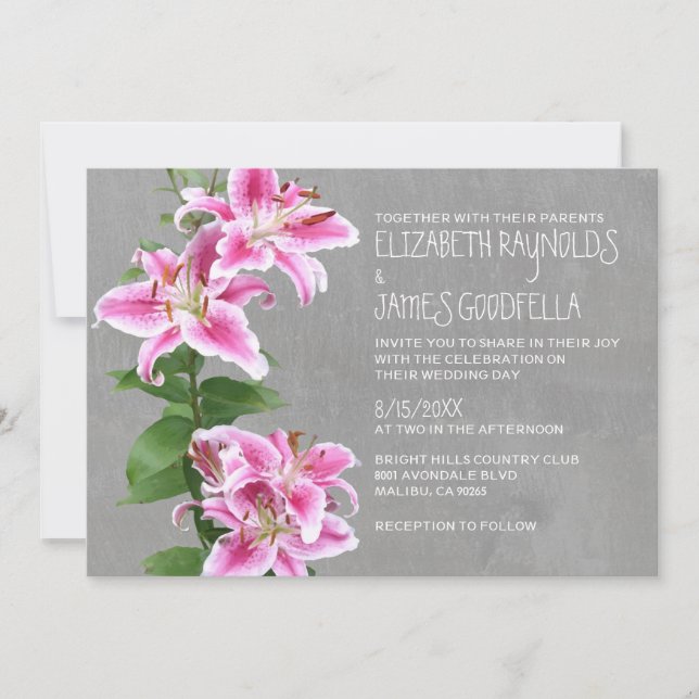 Stargazer Lily Wedding Invitations (Front)