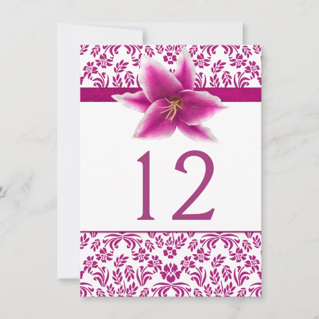Stargazer Lily Wedding Table Number (Front)