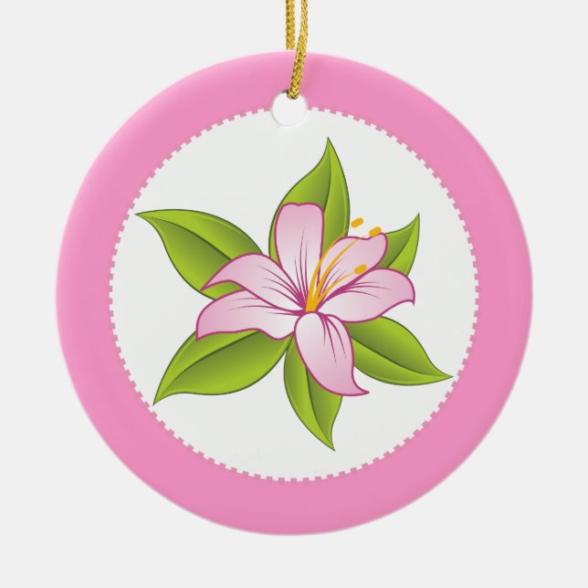 Stargazer pink lily custom ornament (Front)