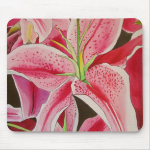 Stargazer pink lily flower mouse mat