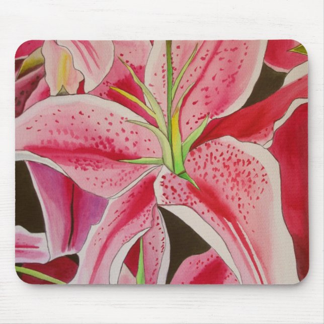 Stargazer pink lily flower mouse mat (Front)
