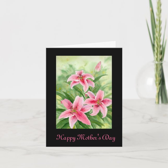 Stargazer Pink Lily Mother's Day Card (Front)