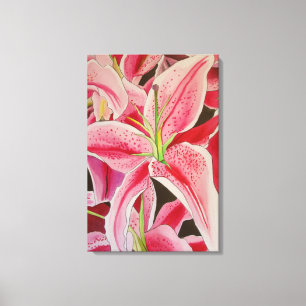 Stargazer pink lily watercolor original art canvas print