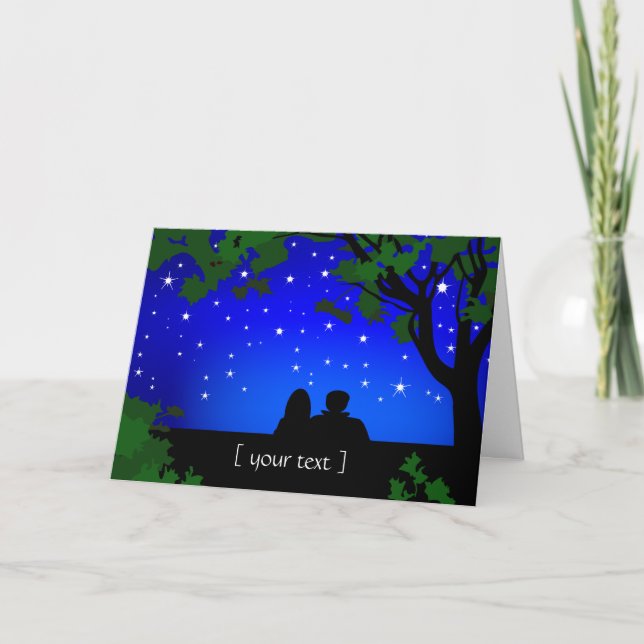 Stargazers Couple Starry Night Greeting Card (Front)
