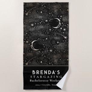 Stargazing Bachelorette Weekend Celestial Black Beach Towel