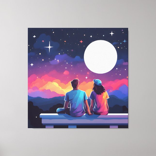 Stargazing Couple Canvas Print (Front)
