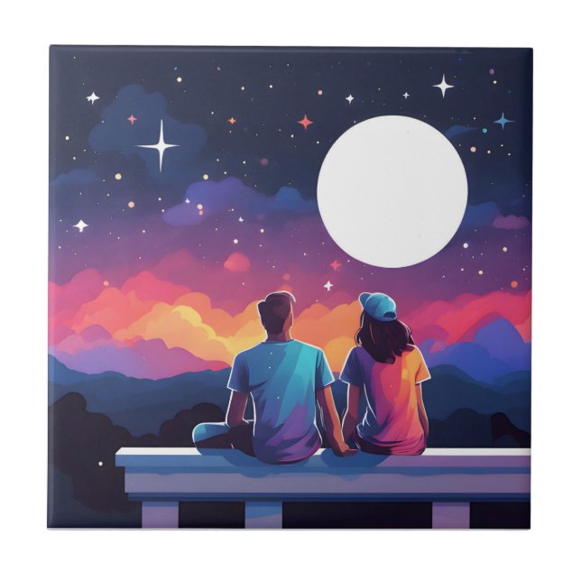 Stargazing Couple Tile (Front)
