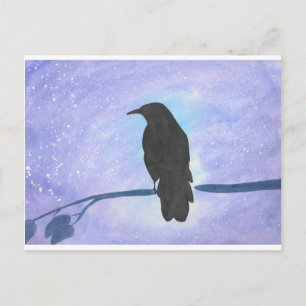 Stargazing Crow Postcard