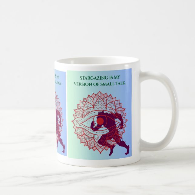 "Stargazing Is My Small Talk" Mandala Werewolf Art Coffee Mug (Right)