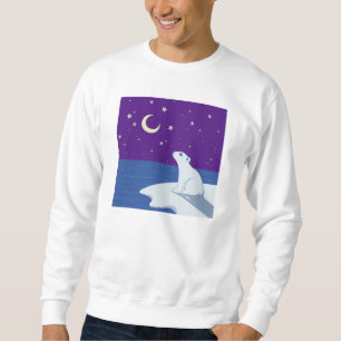 Stargazing Polar Bear Cub Art Sweatshirt