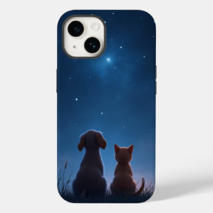Stargazing Puppy & Kitten iPhone Case