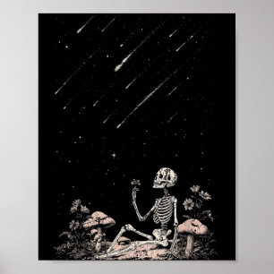 Stargazing Skeleton Goth Summer Poster