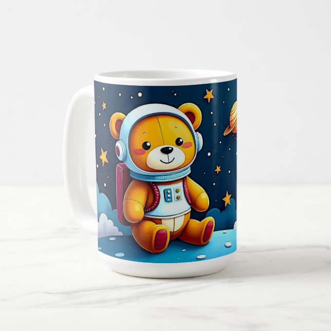 Stargazing Teddy Astronaut Coffee Mug (Front Left)