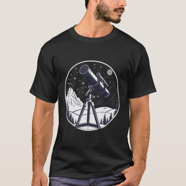 Stargazing telescope astronomy hobby T-Shirt (Front)