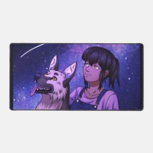 Stargazing with a Dog Desk Mat