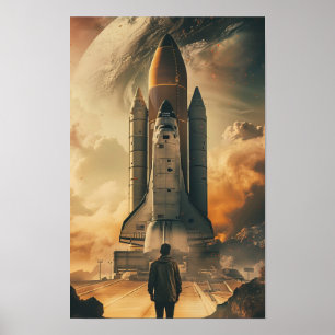 Staring at Giant Spaceship Poster Print