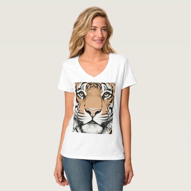 Staring Tiger Face, Tiger T-Shirt (Front Full)