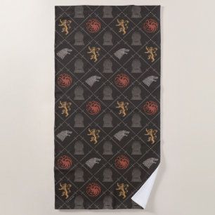 Stark, Lannister, Targaryen, Iron Throne Pattern Beach Towel