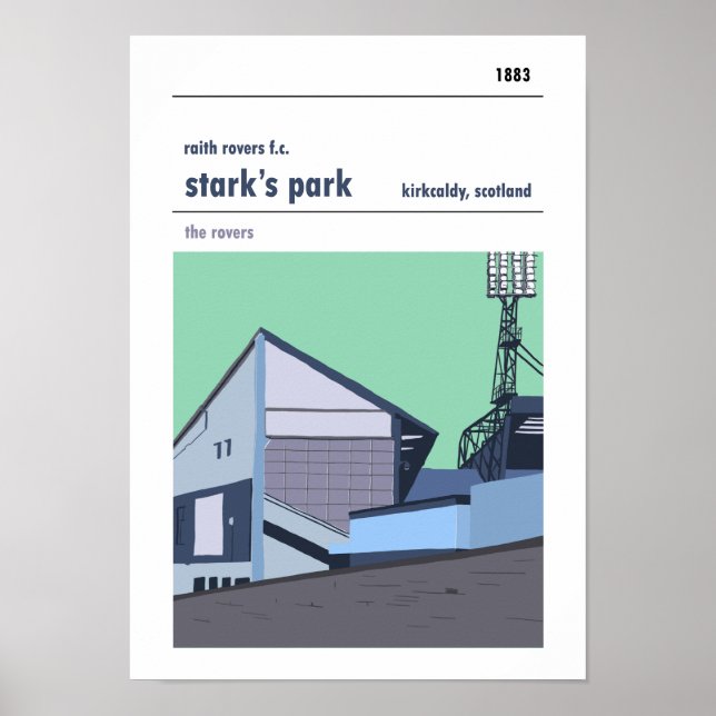 Stark's Park, Kirkcaldy. Main Stand Print. Poster (Front)