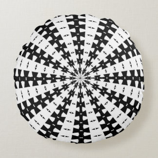 Starlight Beam With Dovetail Pattern White On Blac Round Cushion