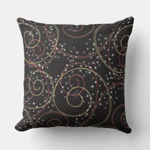 Starlight Brown Curls Pattern Throw Pillow