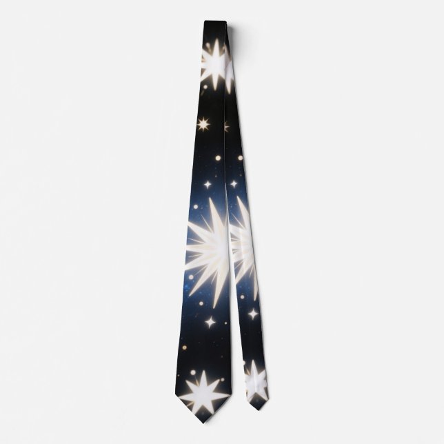 Starlight Bursts ,Radiant Cosmic Pattern Tie (Front)