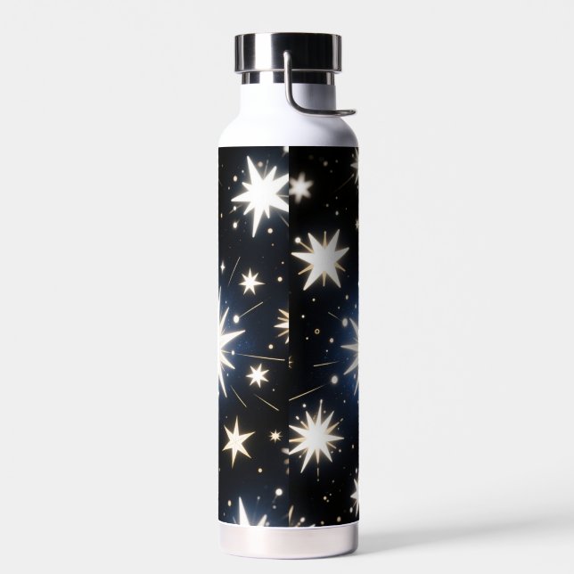 Starlight Bursts ,Radiant Cosmic Pattern Water Bottle (Left)
