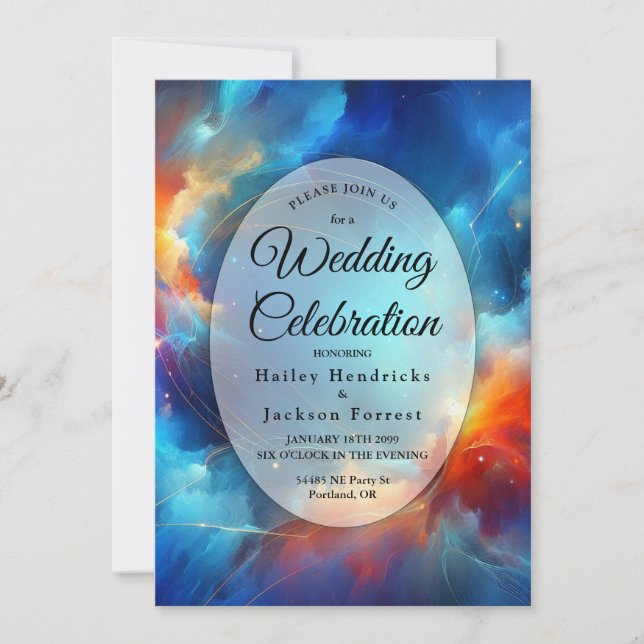 Starlight Fusion of Fire and Ice Wedding Invitation (Front)