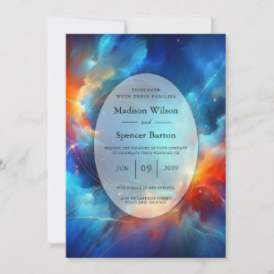 Starlight Fusion of Fire and Ice Wedding Invitation