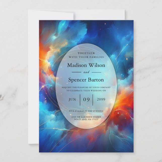 Starlight Fusion of Fire and Ice Wedding Invitation (Front)