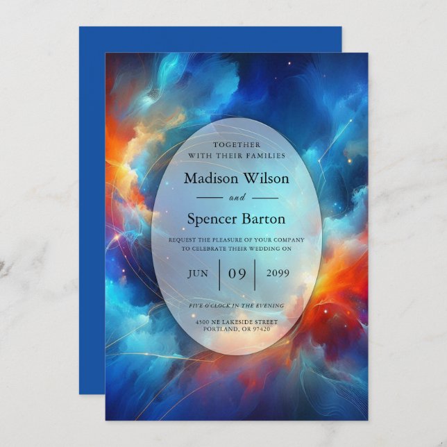 Starlight Fusion of Fire and Ice Wedding Invitation (Front/Back)
