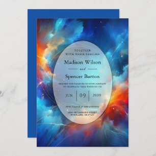 Starlight Fusion of Fire and Ice Wedding Invitation