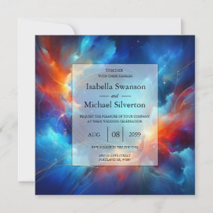 Starlight Fusion of Fire and Ice Wedding Invitation