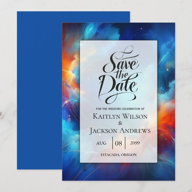 Starlight Fusion of Fire and Ice Wedding Save The Date (Front/Back)