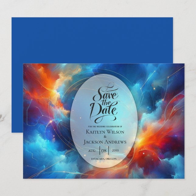 Starlight Fusion of Fire and Ice Wedding Save The Date (Front/Back)