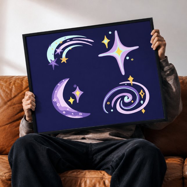 Starlight & Galaxy Whimsical Celestial Canvas Wall Print (Creator Uploaded)