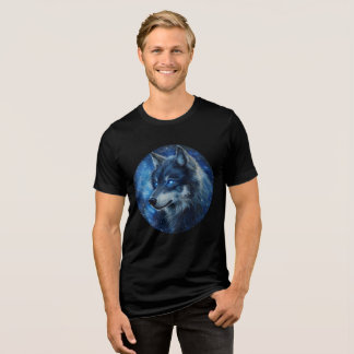 Starlight Gaze Cosmic Wolf Art Tri-Blend Shirt