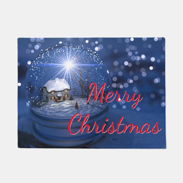 Starlight Globe Merry Christmas Doormat (Front)
