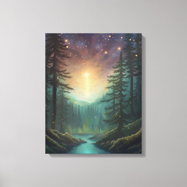Starlight In The Woods Mountain Stream Canvas Print (Front)